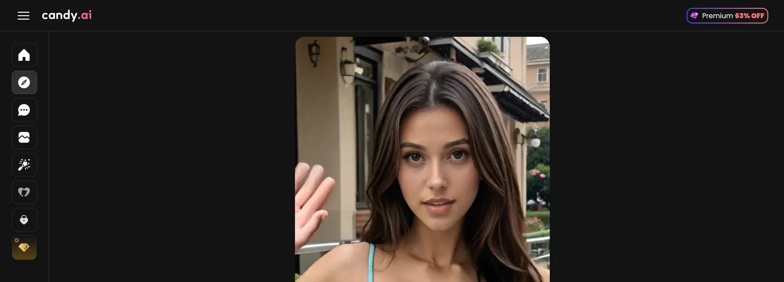Candy AI vertical swipe feed, with a Chat Now button on each companion