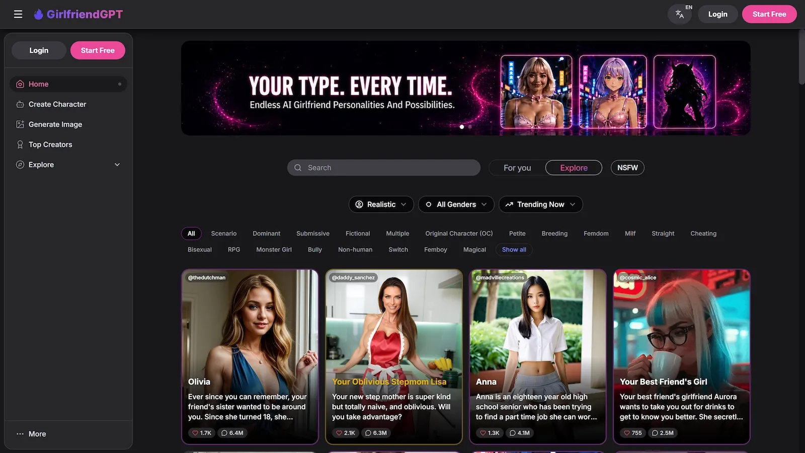 GirlfriendGPT interface